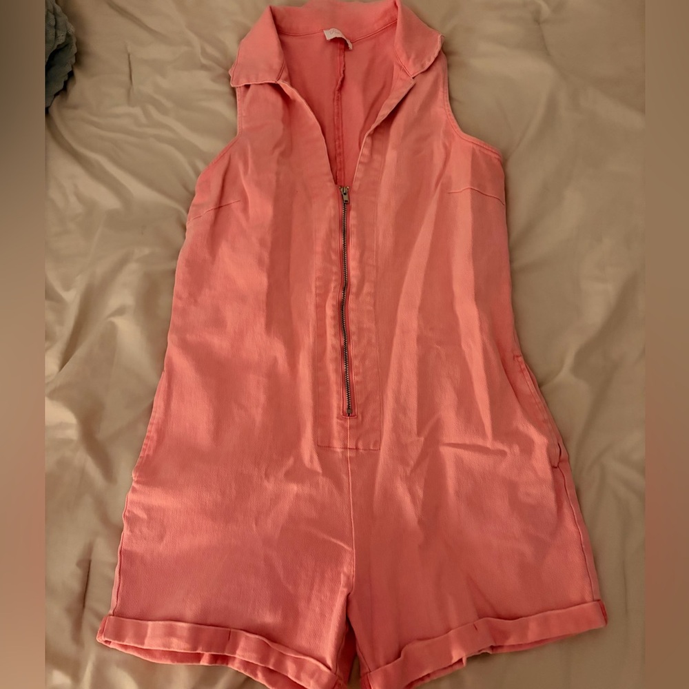 Pink Lily denim romper